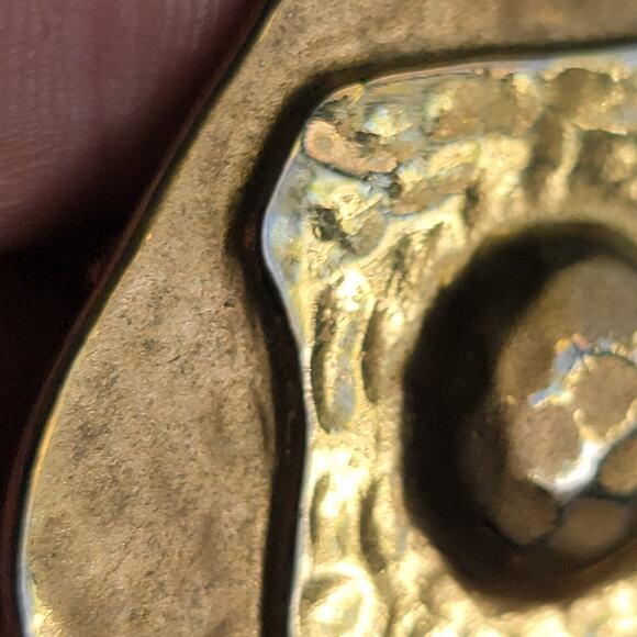 Brooch Women Vintage Pin Modernist Gold Tone Hammered Abstract Brooch - Picture 9 of 10